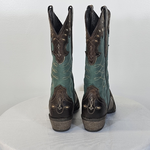 Women's Ariat Brown and Teal Western Cowboy Boots - Picture 4 of 9
